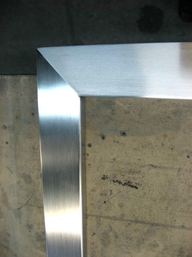 Satin stainless mitered corner